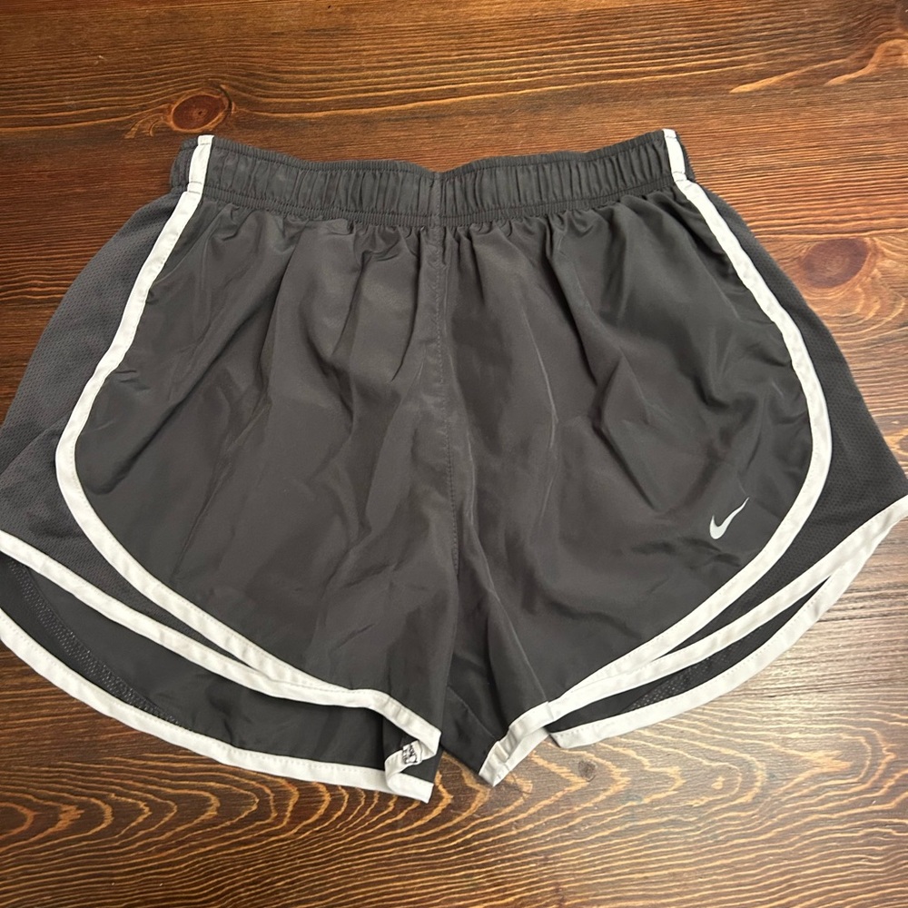 Nike Women's Charcoal and White Athletic Shorts